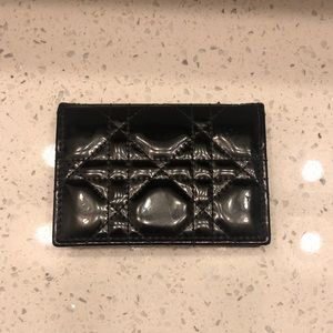 "Lady Dior" card holder w/flap in black "Cannage"